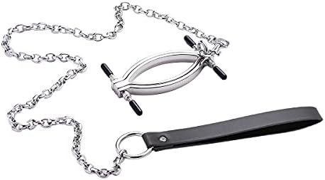 Labia Clip Clitoris Clamp With Leash Chain, Adult Games Clitoris Stimulator Teasing G-Spot Massage Device,Bdsm Bondage Vagina Speculum Labia Pussy Clamp, Stainless Steel Sex Toys For Women