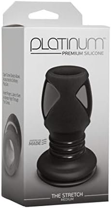 Doc Johnson Platinum Premium Silicone - The Stretch - Hollow Butt Plug - Medium - Black - Image 3