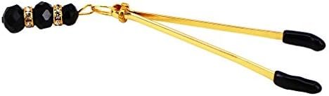 Eastern Delights Elite Nipple Clamps, Gold Color With Black Pendant - Image 2