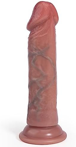 Ultra Realistic Dual Density Silicone Dildo For Beginner, Balls-Free G Spot Dildo Suction Cup Dildo With Textured Head & Bendable Shaft For Female Masturbation Adult Sex Toy