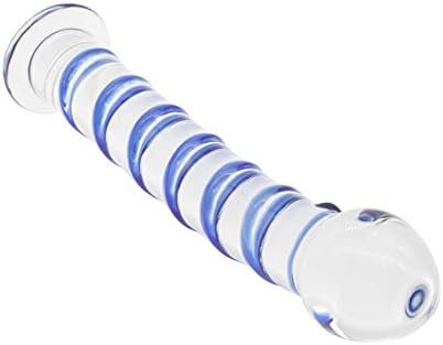 Crystal Glass Pleasure Wand Dildo Penis With Blue Raised Spiral Texture Mushroom Tip Anal Butt Plug Sex Factory - Image 3