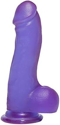 Doc Johnson Crystal Jellies - Master Cock With Balls - 7.5 Inch - 1.75" Wide - Strong Suction Cup Base - O-Ring Harness Compatible Dildo, Purple