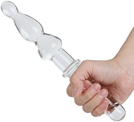 Aptitan 10.8" Double Ended Glass Dildo Crystal Anal Bead Plug Butt Pleasure Wand G-Spot Stimulator Female Masturbator