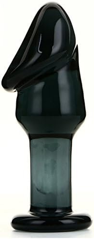 Epichao Black Phallic-Shaped Glass Dildo Crystal Pleasure Wand Crystal Penis G-Spot Stimulator Women Masturbation