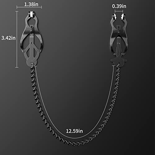 Stainless Steel, Dovelo Nipple Clamp With Chain And Buffer Bump Silicone Pad, Body Restraints Bdsm Sex Toy For Women & Couples - Image 3