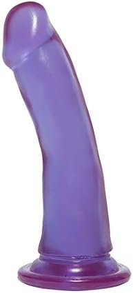 Doc Johnson Crystal Jellies - Slim Dong - 6.5 Inch - 1.5" Wide - Strong Suction Cup Base - O-Ring Harness Compatible Dildo, Purple