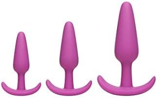 Doc Johnson Mood - Naughty 1 Trainer Set - Small, Medium, Large - Silicone Butt Plugs With Tapered Base For Comfort Between The Cheeks - Pink