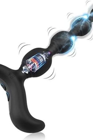 Electric Shock Anal Vibrator Prostate Stimulator, Xinbale 10 Vibration Modes Electric Stimulation Butt Plug Vibrating Anal Plug Vibrator Anus G Spot Sex Toy For Men, Women Black
