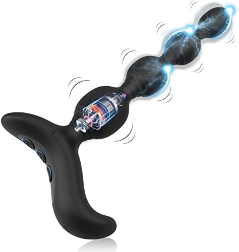 Electric Shock Anal Vibrator Prostate Stimulator, Xinbale 10 Vibration Modes Electric Stimulation Butt Plug Vibrating Anal Plug Vibrator Anus G Spot Sex Toy For Men, Women Black