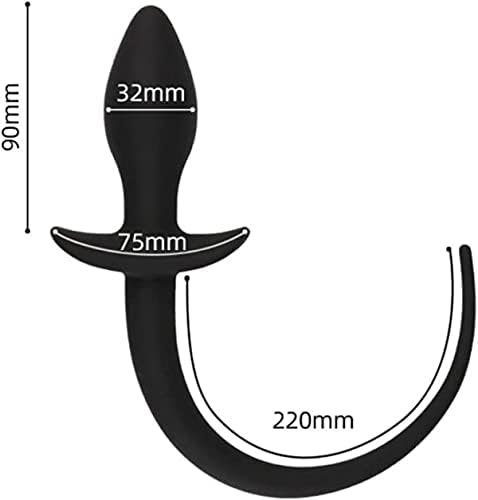 Erun Silicone Anal Plug Fox Tail Smooth Touch Anal Sex Toys Beads For Beginners Waterproof Smooth Touch Anal Sex Toys Beads For Women Men (Black) - Image 3