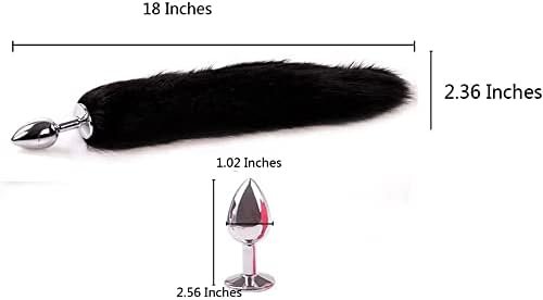 Betot Designed For Sexy Fox Tail Cosplay Anal Plug Anal Butt Plug Adult Sex Toys For Women Men Couple Stainless Steel Anal Plug (18" Black) - Image 2