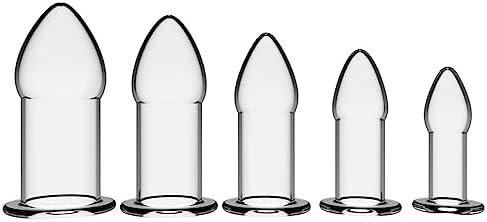Amazbee Anal Plug Set 5 Pcs Soft Silicone Butt Plugs Hollow Anal Dilator Adult Anal Trainer Anales Sex Toys Bondage Kit For Men Women Couples (White)