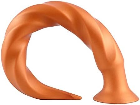 Super Long Thread Anal Plug With Strong Suction Cup, Liquid Silicone Butt Plug Vaginal Prostate Massage Stimulation For Beginner&Advanced Player Anal Plugs Soft Flexible Dildo (S) Gold - Image 2