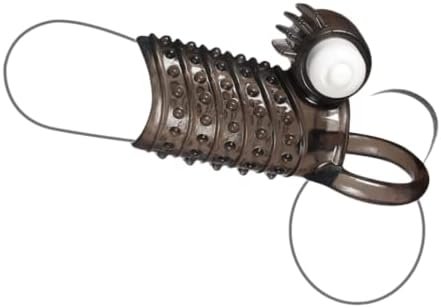 Reusable Penis Sleeve With Vibrator Ring Penis Sleeve - G-Spot Vibrator & Free Batteries Adult Sex Toy Bobbled Cock Black