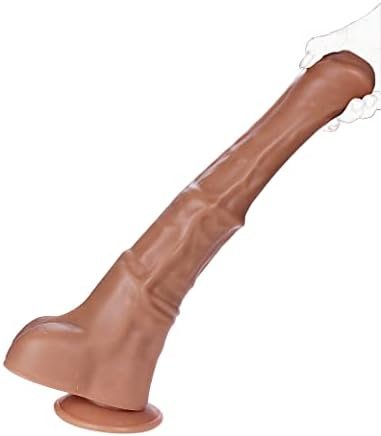 Realistic Thick Horse Dildo,15 Inch Huge Black Animal Dildo Anal Plug Suction Cup Toy For Men And Women Couples Play
