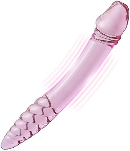 Sxovo Glass Anal Plug Double Ended Dildo Crystal Penis Butt Plug G-Spot Stimulation Prostate Massager Anal Sex Toys For Men Women Gay Lesbian