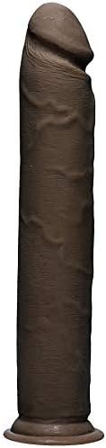 Doc Johnson The D - Realistic D - 12 Inch - Ultraskyn - 12" Long And 2" Wide - Strong Suction Cup Base - O-Ring Harness Compatible Dildo - For Adults Only, Chocolate