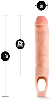 Performance Plus - Purio™ Liquid Silicone Cock Sheath Penis Enlarger - Thicken Penis 2", Extend 2.5", Satin Smooth Ultrasilk, Ribbed For Pleasure, Stretch Your Balls - Extender For Men - Beige - Image 3