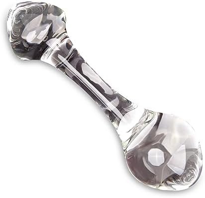 Glass Pleasure Wand, Crystal Double-Ended Mushroom Head Anal Butt Plug For G-Spot Stimulation Sex Toys Adult Products(B)