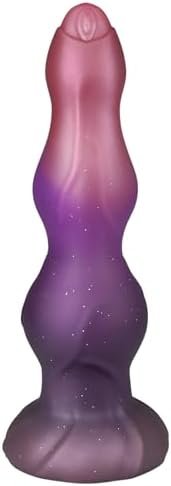 Romi Realistic Dildo With Big Knot Strong Suction Cup Animal Penis G-Spot Stimulation Prostate Massager Liquid Silicone Anal Beads For Men Women Advanced Players (Gradient Purple)