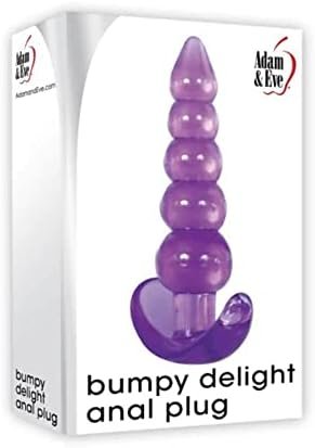 Adam & Eve Bumpy Delight Anal Plug, Purple | Flexible, Waterproof Tpe Rubber Butt Plug With Smooth Incremental Anal Beads | 4.32โ Long | Compatible With Water Based Lubes