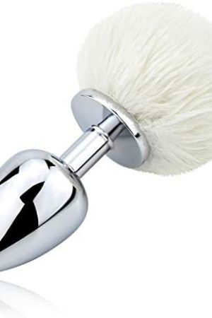 Bunny Tail Anal Plug, Metal Butt Plug With White Fluffy Rabbit Tail For Anal Sex Toys For Women Fun Sex Games (Big)