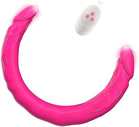 Vibrating Double Ended Dildo Vibrator For Lesbian Sex Toys - 15.7 Inches Relistic Strapless G Spot Dildos Wireless Silicone Fake Penis With 10 Vibration For Couple Anal Play Adult Toys & Games