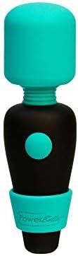 Pure Love Pocket Vibrator, Mini Massage Wand, Powerful Powerbullet Motor, Rechargeable Personal Body Massager, Handheld, Cordless, Waterproof, Travel Bag Included, Black And Teal