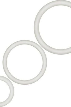 Performance Vs4 - Glow In The Dark Puria Silicone Penis Cock Ring - Stretchy And Tough Erection Enhancing C-Rings - Various Widths - Pack Of 3 Sizes Male Enhancement Rings - White