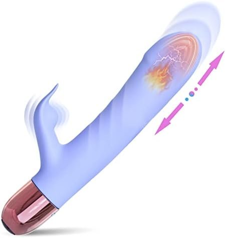 Eupher Pulsating Rabbit Vibrator, Magnetic Rechargeable G Spot Clitoral Dildo Vibrator With 107℉ Heating & 9 Thrust Pulsating & 9 Vibrating & 3 Hitting Vaginal Anal Stimulator Adult Sex Toy