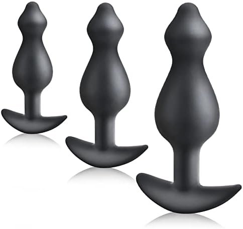 Silicone Anal Butt Plug Training Kit 3 Pcs Set Anal Trainer With Enlarged Base Anal Adult Sex Toy For Male Female Couple Play