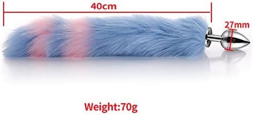 Pink Blue Anal Plug Cosplay Set Butt Plug Tail Ear Headband Fox Tail Bunny Buttplug Tail Set Fox Cat Ears With Stainless Steel Headband Nipple Clamps For Women Sex Pleasure 4Pcs Pb - Image 2