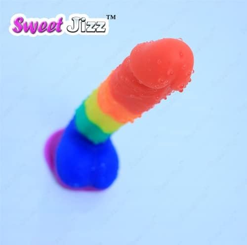 Sweet Jizz - 8.5" Rainbow Silicone Dildo With Strong Suction Cup - Image 2