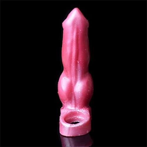 Silicone Penis Sleeve Enlarger Male Penis Extension Sleeve With Cock Ring, Knot Realistic Penis Sheath Cock Extender Sleeve Adult Sex Toys (Colorful) - Image 2
