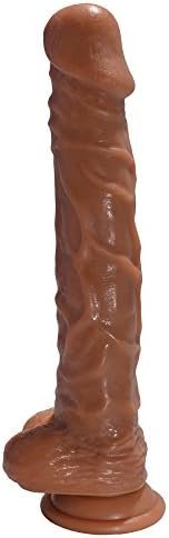 10 Inch Realistic Penis Dildo With Suction Cup For Hands-Free Play Dong With Balls Penis Adult Sex Toys For Female Masturbation(Brown)