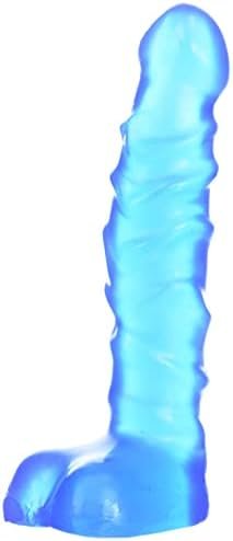 Doc Johnson Raging Hard-Ons - Slim Line - 7 Inch Ballsy (7.4 In. Long And 1.2 In. Wide) - Heavily Veined - Dildo - Great For Anal Beginners, Cobalt Blue, 0279-20-Am