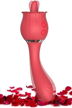 Rose Toy Vibrator For Women,Nipples Clitoris Stimulator,With 10 Modes & 20 Powerful Vibration,G Spot Clitoral Vibrator Dildo Sex Toy 2 In 1 ,Tongue Licking Thrusting G Spot Dildo Vibrator