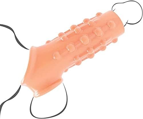 Ousandy Silicone Penis Enlargement Sleeve Products Delay Ejaculation Sex Toys Cock Ring Penis Lock Sperm Sex For Men Adult (Skin)