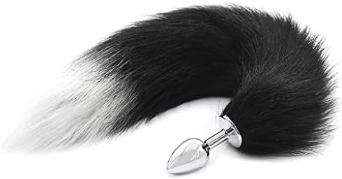 Akstore Fox Tail Anal Butt Plug Sex Toys For Sm & Cospaly (Black-White)