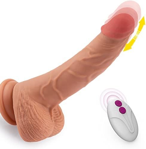 Thrusting Dildo Vibrator Sex Toys For Women, Vibrator Adult Sensory Toys Realistic Vibrating Dildos With 5 Thrusting & Rotating Actions 7 Vibrations, Sex Toys For Women And Men Anal Play 7.5 Inch