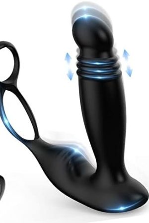Thrusting Anal Vibrator Prostate Massager With Dual Cock Ring, Anal Sex Toys With 5 Thrusting & 10 Vibrating Modes, Prostate Stimulor Toys Remote Anal Plug Toy Adult Sex Toys For Men Couple Pleasure
