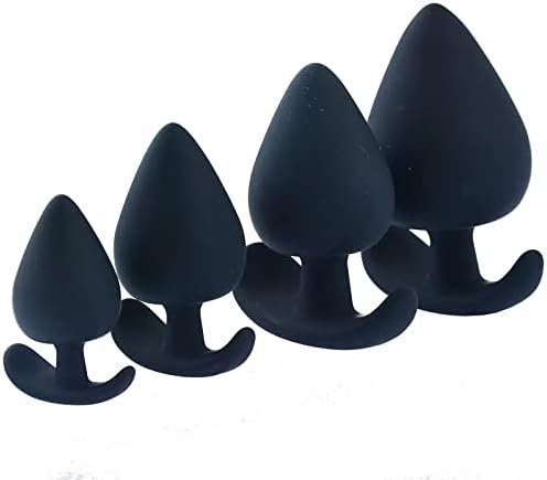 Anal Sex Trainer Sets 4Pcs Silicone Butt Plug, Expanding Anal Plug Training Kit Adult Sex Toys For Men And Women Black