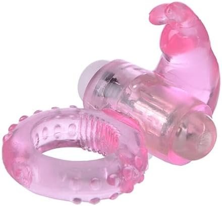 Goeskba Rabbits Vibrator Cock Ring Vibrating Bullet Delay Stimulator Mens Couples Sex Toy(Pink) - Image 2