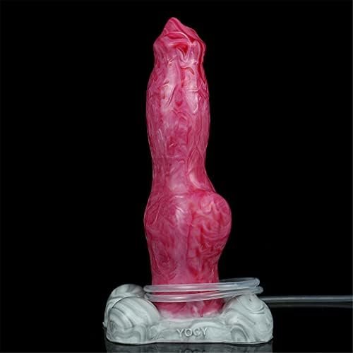 Big Size Multi Color Silicone Made Artificial Dog Wolf Dildo Squirting Dildo For Women Couple Soft Animal Style With Large Knot Knotty (Red+Pink+Grey) - Image 3