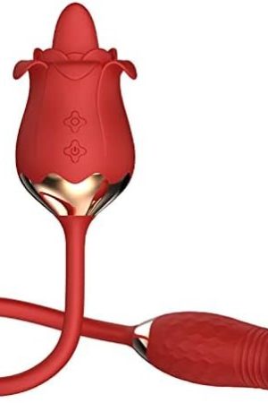 Sumeber Rose Sex Stimulator For Women, Rose Toy With 10 Thrusting & Vibration Modes, Rose Toy Vibrator For Women With Thrusting Dildo, Sex Toys With Clitoral Tongue For Female Sex Pleasure