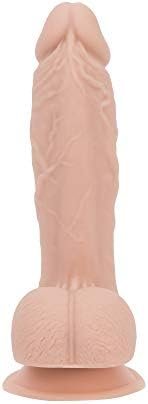 Pure Love 7.5 Inch Textured Silicone Dildo With Suction Cup, Beige Color, Adult Sex Toy