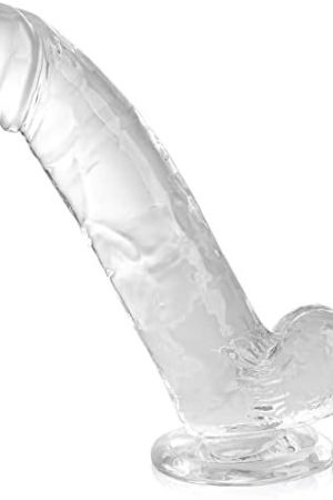Realistic Dildos, Xinbale 7.8 Inch Clear Dildo With Suction Cup For Hands-Free Play, Flexible Clear Dildo With Curved Shaft Balls For Vaginal G-Spot And Anal Play