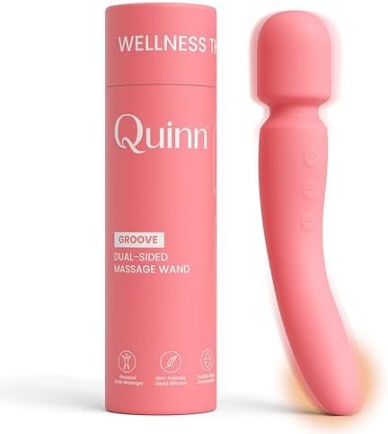 Quinn Wellness Adult Sex Toy Groove - Dual-Sided Heating Vibrator Wand - 12 Modes & 5 Speeds On Head & Tail - G-Spot & Clitoral Stimulator For Women - Rechargeable Waterproof Sexual Massager - Peach