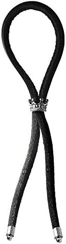 Bolo Cock Ring Lasso Slider Leather Strap, Black, Gem, 1.3 Ounce