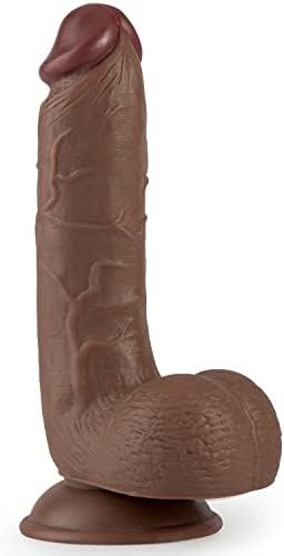 8.7 Inch Realistic Dildo, Lifelike Huge Penis With Strong Suction Cup For Hands-Free Play, G-Spot Stimulation Dildo Adult Sex Toys For Women And Couple (Brown)